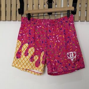 Vibrant Pink Athletic Shorts with Sprinkle Design